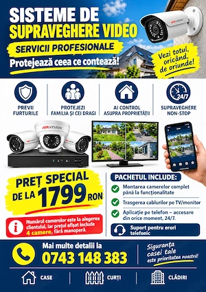Sisteme de supraveghere video audio pentru case, curți și clădiri!