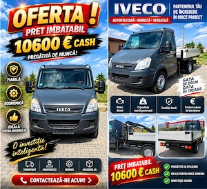 Iveco daily 35c14   3.5t   basculabil   macara 5t   șasiu robust   gata de muncă - imagine 2