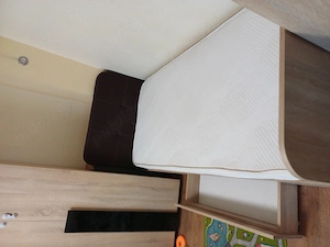 Pat 90x190 cm cu tăblie tapițată + Sertar depozitare + Saltea inclusă