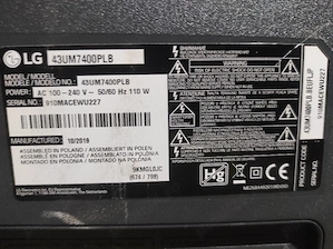 Piese tv Smart LG 43 inchi  - imagine 2