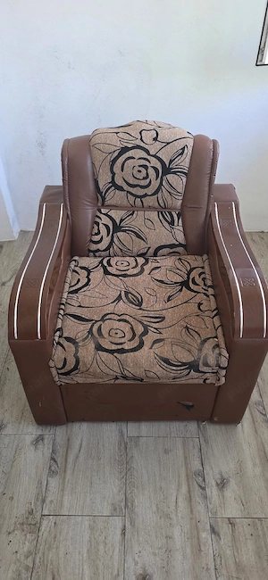 Fotoliu maro cu model floral