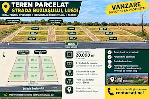Parcele de teren Lugoj   strada Buziașului, acces direct asfalt (350 mp, 700 mp, 1000 mp)