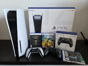 PS5 825gb disk edition + 2 controllere + jocuri