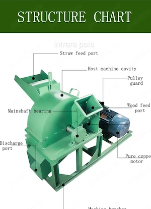 Tocător cu doua intrari,lemn, crengi, cereale 18,5 kw 
