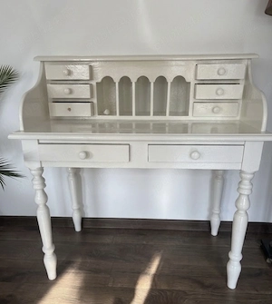 Birou Din Lemn Masiv In Stil Retro, 8 Sertare, 109 X 60 X 110 Cm