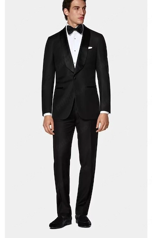 Smoking SuitSupply Havana negru   Sacou + pantaloni   Mărime 26   Ca nou, purtat o singură dată*   S