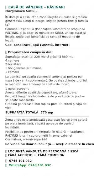 Vând casă în RĂȘINARI județul Sibiu  - imagine 2