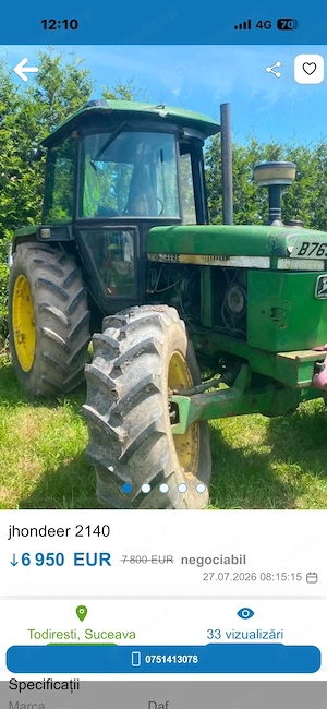 tractor jhondeere 2140 - imagine 4