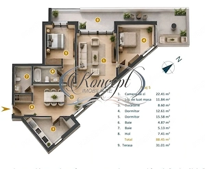 Apartament cu 3 camere si terasa, strada Dunarii - imagine 3
