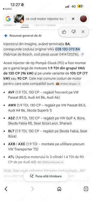 Injector PD 1.9 TDI Vw Ba - imagine 4