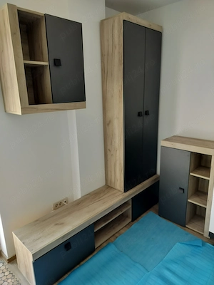 Mobilă modulară gri-wenge 
