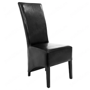 Set 4 scaune bucatarie - living, tapitat, lemn negru + imitatie piele neagra