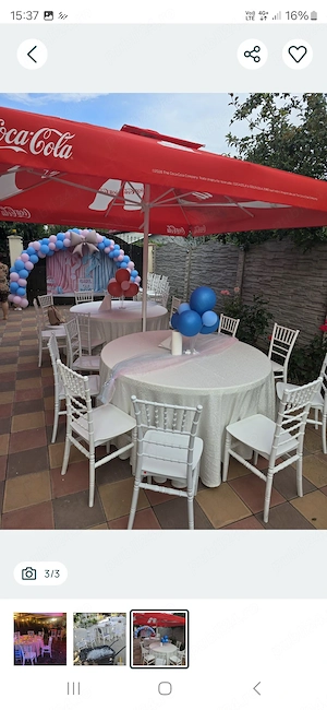 Inchriez mese si scaune chiavari, paviliane , boxă bluetooth - imagine 2