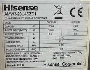 Sistem Aer Condiționat Multisplit Hisense (UE 20000BTU+3x9000BTU)+Placă nouă  Pentru piese Reparație - imagine 2