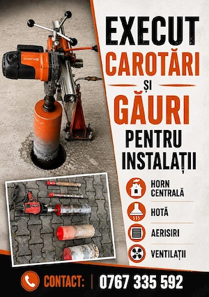 Execut găuri pentru horn centrală, hotă,aerisiri etc