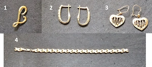 Cercel, pandantiv, lant, cruce   aur 14k