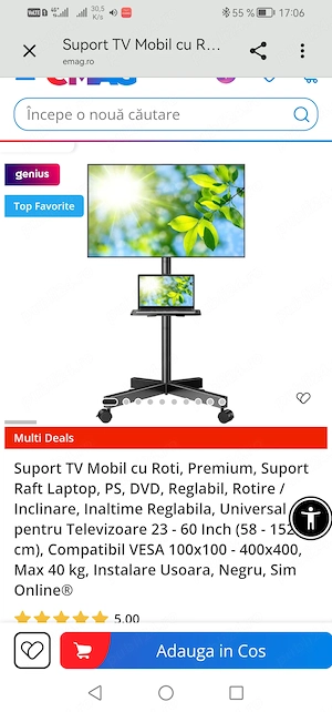 Suport tv cu led nou max 60 kg max 60 inch - imagine 4