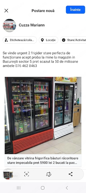 de vânzare 2 frigidere in stare foarte bună pret 45 de milioane 