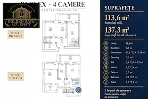 Duplex 4 camere | 137,3 m² total | Mobilat și utilat | 3 băi | 2 X Parcare - imagine 13