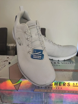 Adidași Skechers Albi cu Argintiu   Mărimea 40 (NOI, cu etichetă, Machine Washable)