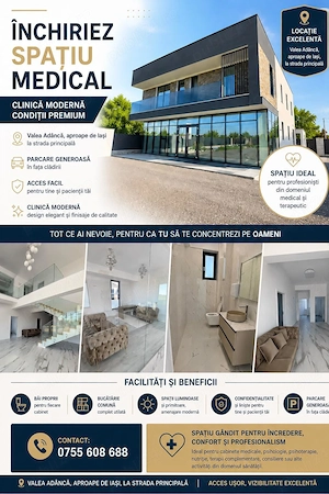 Clădire medicală modernă   cabinete de închiriat   Valea Adâncă, Iași