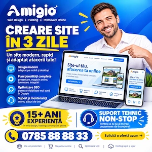 Creare site web 100% profesional. + 15 ani experiență. + 5.000 proiecte realizate