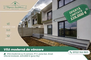 Vilă modernă cu 5 camere, P+1, zona Gai, Arad