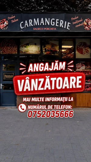 Carmangeria Salsice e porchetta angajeaza vanzatoare