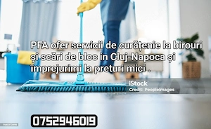 PFA ofer servicii de curățenie pt birouri și scări de bloc preturi negociabile 