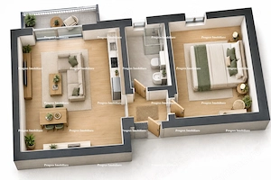 Ap.2 camere - 45mp - 78.000 Euro - bloc nou - parcare inclusa