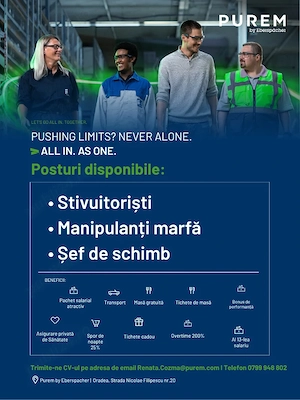 Posturi disponibile la Purem Oradea: Stivuitorist, Manipulant Marfa si Sef de Schimb in Productie 