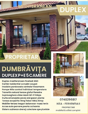 Duplex mobilat 5 camere 120 mp teren 335 mp Dumbravita Ferventia II (Zona Cora) - imagine 2