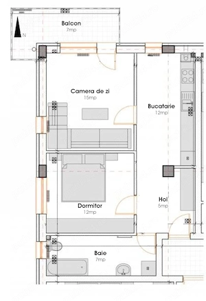 PF Vând apartament 2 camere, decomandat, 51 mp, Baciu - zona Petrom, parcare subterană inclusă - imagine 10