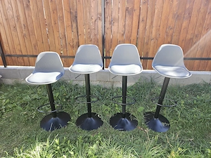 Scaun bar ajustabil gri, metal si poliuretan, Aiko