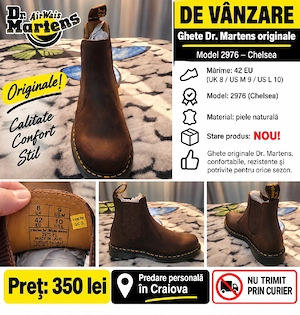 Ghete Dr. Martens 2976 Chelsea originale, noi   Mărimea 42 EU