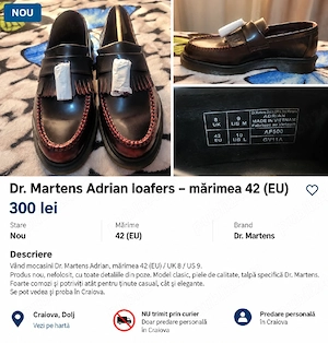 Mocasini Dr. Martens Adrian   Mărimea 42   NOI