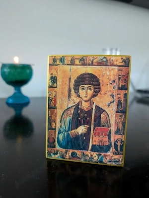 Icoană pe lemn Sfântul Pantelimon - doctori fără de arginți