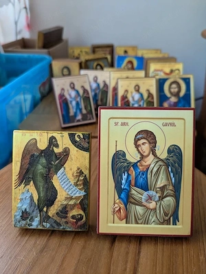 Pachet icoane lemn Sfântul Ioan Botezătorul și Sfântul Arhanghel Gavriil