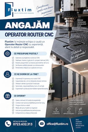 Angajam  OPERATOR router CNC