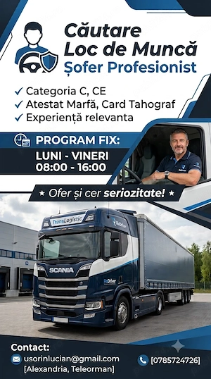 Sofer caut angajare cu program fix