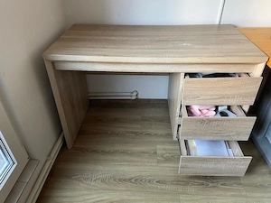 Birou HASLUND 59cmx119cmx76cm stejar cu 3 sertare