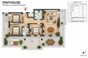 Penthouse modern cu 4 camere si terasa de 77 mp de vanzare  - imagine 2