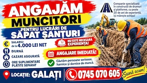 Angajam MUNCITORI pentru Lucrari de Sapat SANTURI