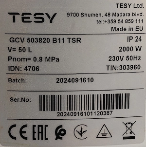 Boiler electric Tesy 50 Litri 