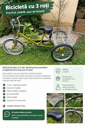 Bicicleta cu 3 roti pliabila