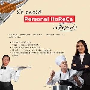 Ospătari, Ajutor de Ospătari, Hostess, Bucătar Senior, Servicii Oaspeți în CIPRU