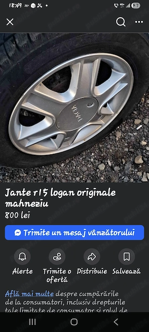   4  Cauciucuri R18, R 20 si 4 roti de Logan - imagine 3