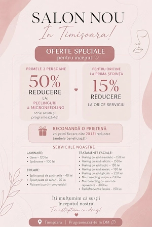 REDUCERI - Salon Nou În Timișoara   Tratamente Faciale, Laminare, Epilare (Zona Calea Șagului) - imagine 2
