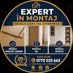 Montaj parchet laminat, uși și mobilă 