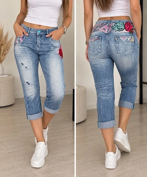 Blugi Desigual damă 3 4 cu broderii și paiete